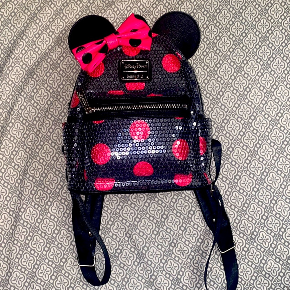 ⭐️RARE⭐️ Minnie hot pink polka dot Loungefly